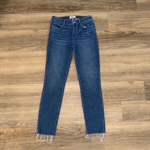 Paige Kylie Crop Jeans Womens 27 Blue High Rise Raw Hem Skinny Denim